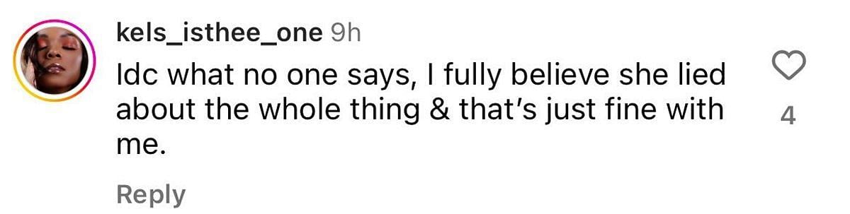 Users accuse Ressa of lying (image via @kels_isthee_one on Instagram)